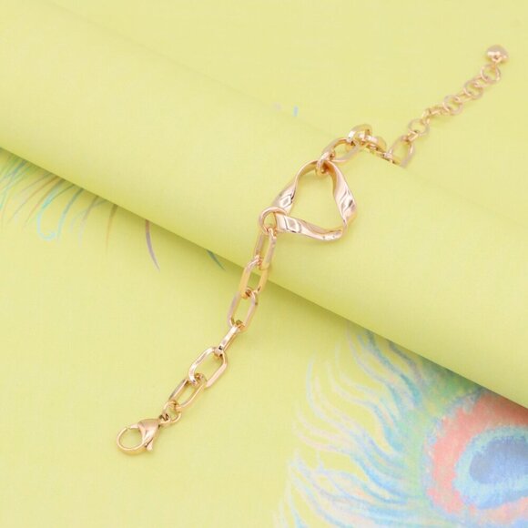 "Stylish Rose Gold Plated Bracelet with Twisted Heart Design, XPBL0895 - Picture 5 of 13